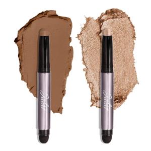 imageJulep Eyeshadow 101 CrmetoPowder Waterproof Shadow Stick Duo  LongLasting CreaseProof Easy Appy with Builtin Smudger  Pearl ampamp Rose Shimmer07 Sand ShimmerSmoky Tawny Matte