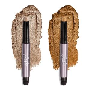 imageJulep Eyeshadow 101 CrmetoPowder Waterproof Shadow Stick Duo  LongLasting CreaseProof Easy Appy with Builtin Smudger  Pearl ampamp Rose Shimmer08 Silver Moonlight ShimmerHoney Gold Shimmer