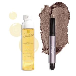 imageJulep Makeup Remover Perfection Set Eyeshadow 101 Creme to Powder Taupe Shimmer Eyeshadow Stick and Vitamin E Cleansing Oil and Makeup Remover